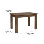 Flash Furniture 46 x 30 rechteckiger Esstisch aus massiver Kiefer im Landhausstil
