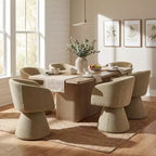 Christopher Knight Home Yodsak Modernes 7-teiliges Esszimmer-Set aus Holz und Metall mit 180°-Drehstühlen