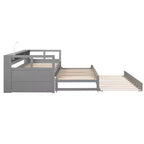 Whisen Twin XL Tagesbett aus Holz mit 2 Ausziehbetten, 3 Staufächern, 1 kostenloser Leuchte und USB-Ladefunktion
