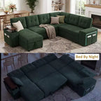 Dyonery 112 Modulares Schlafsofa mit Ausziehfunktion, U-förmiges Schnittsofa mit Stauraum, extra breite und tiefe Sitzflächen für das Wohnzimmer