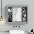 Moderner 36'' Badschrank mit Aufsatzwaschbecken und Spiegelschrank, 2 Türen und 2 Schubladen