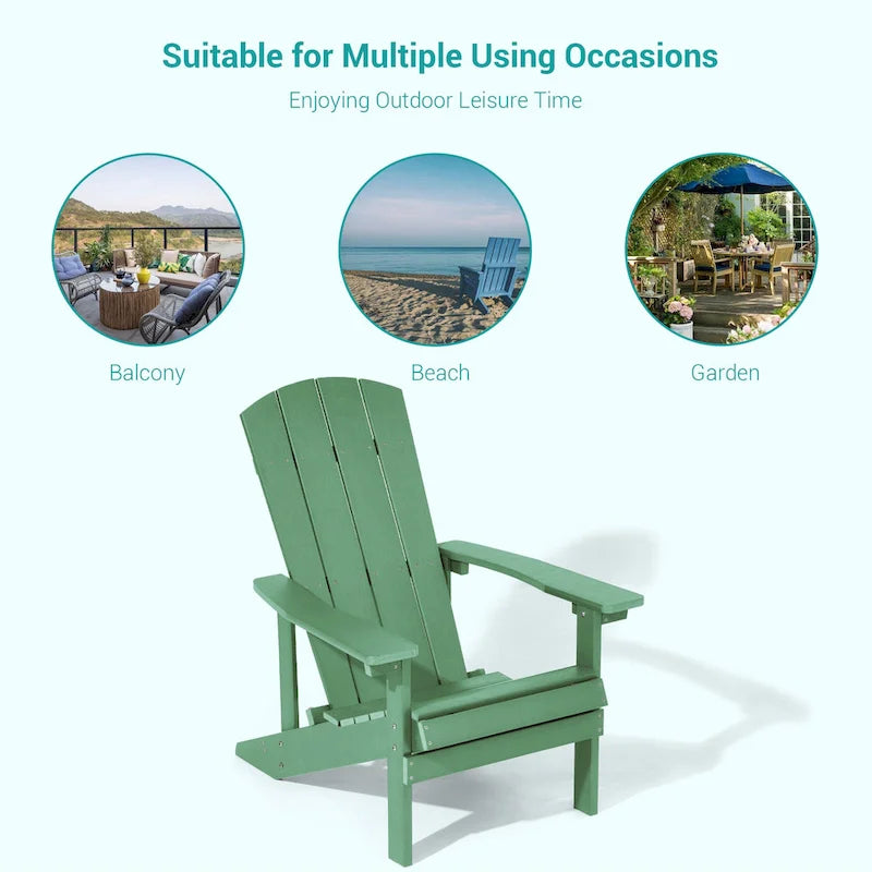 Bonosuki Wetterfeste Outdoor-Adirondack-Stühle aus Holz – 4er-Set