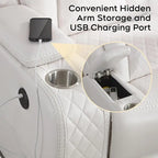 Elektrisches Relaxsofa mit kabellosem Ladegerät, Leselampe für das Wohnzimmer, Kunstleder-LED-Beleuchtung, AC/USB-Anschluss, Getränkehalter, Schwarz