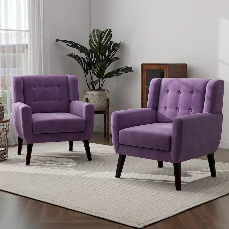2er-Set Samt-Akzentsessel für Wohnzimmer, Polstersessel