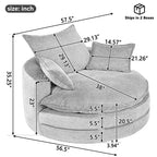 360° drehbarer Loungesessel, drehbarer runder Fass-Sessel mit Kissen für das Wohnzimmer