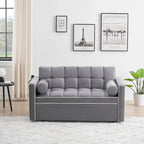 Samt-Schlafsofa zum Umbauen, 140 cm, 2-Sitzer, mit Ausziehbett, verstellbarer Rückenlehne, Seitentaschen und Handyhalterung