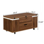 Multifunktionaler moderner Couchtisch mit Hebefunktion, verstecktem Stauraum, 4 Hockern und Rollen, perfekt für moderne Wohnbereiche