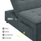 72.5 Leinen 4-in-1 3-Sitzer Schlafsofa mit 5-fach verstellbarer Rückenlehne und Aufbewahrungstasche