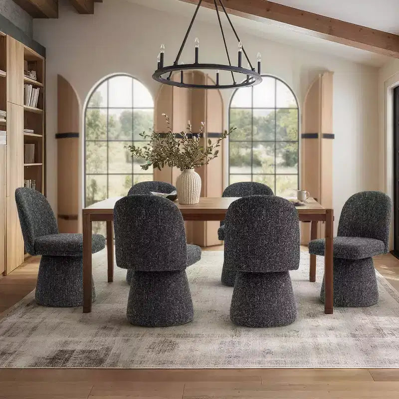 6er-Set moderne, armlose 360-Grad-Drehstühle mit Sockelgestell, elegante Akzentstühle für Küche, Esszimmer oder Büro – Panipeachy