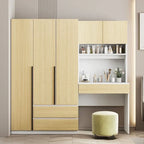 3-in-1 Kleiderschrank mit Schminktisch, Schreibtisch-Set, Schlafzimmer-Schrank mit 2 Schubladen, 3-türiger Aufbewahrungsschrank mit Schreibtisch