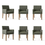 Set aus 6 gepolsterten Esszimmerstühlen mit Armlehnen, moderne Leinen-Sessel mit Holzbeinen, Akzentstühle für Esszimmer, Wohnzimmer - Panipeachy