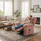 Massage-Liegesessel mit Heizfunktion – 360° drehbarer Schaukelstuhl, überdimensioniertes Einzelsitzer-Sofa mit Vibration, USB-Anschluss und Aufbewahrungstaschen für Wohnzimmer/Schlafzimmer