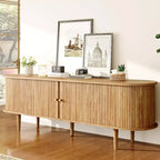 AMERLIFE 70 TV-Schrank mit Massivholzbeinen, Mid-Century Modern TV-Konsole mit Rolltür