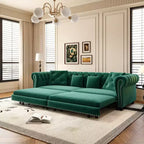Whisen Velvet 3-in-1 Schlafsofa und wandelbares Schlafsofa im Kingsize-Format mit ausziehbarem Ottomane, getuftetem Design