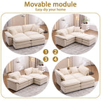 2-Sitzer-Sofa mit 2 Kissen, 2 Polstern und 2 Hockern, bequemes Sofa – Tiefes Wohnzimmersofa, Modulsofa