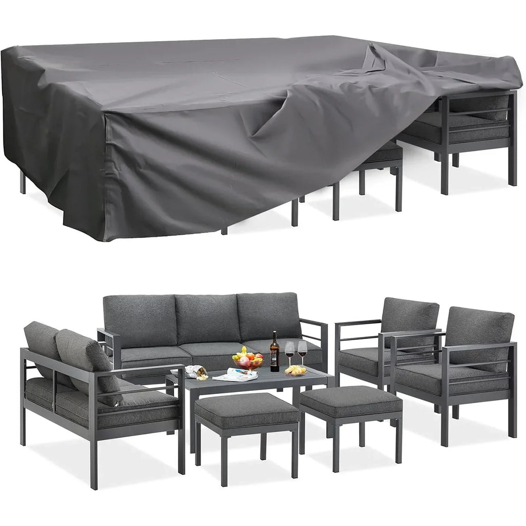 AECOJOY 7-teiliges Aluminium-Terrassenmöbel-Set Outdoor-Gesprächsgarnitur