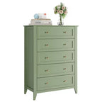 5-Schubladen-Kommode, 108 cm hoch, für das Schlafzimmer, Holzschrank mit 30 cm tiefen Schubladen und goldenen Metallgriffen, ideal für den Eingangsbereich oder Flur