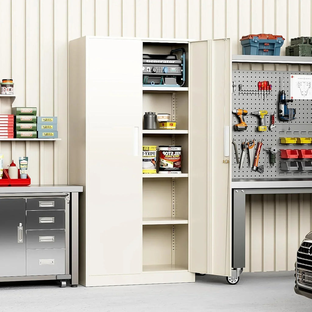 71 Zoll Garagen-Lagerschrank Regal Küche Speisekammer Spind mit verstellbaren Regalen für Büro, Garage, Zuhause, Speisekammer