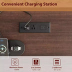 60 Executive Schreibtisch mit Schubladen, Home Office Schreibtisch mit Ladestation, Computer-Schreibtisch aus Holz für Arbeitszimmer, Konferenztisch für Wohnzimmer