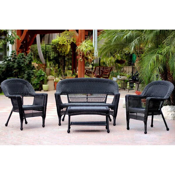 4-teiliges Loungeset aus Polyrattan für den Außenbereich