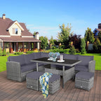 Costway 7-teiliges Terrassen-Essgruppe Rattan-Sofa Couch Ottomane – Details ansehen