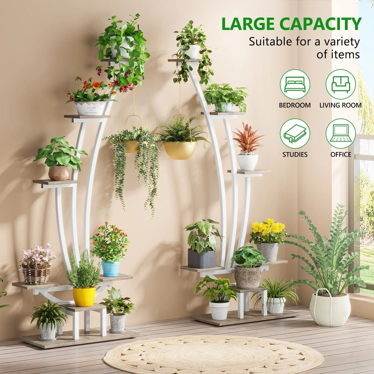 Pflanzenständer für den Innenbereich, 6-stöckiges Blumenregal für Haus und Garten – 2er-Set