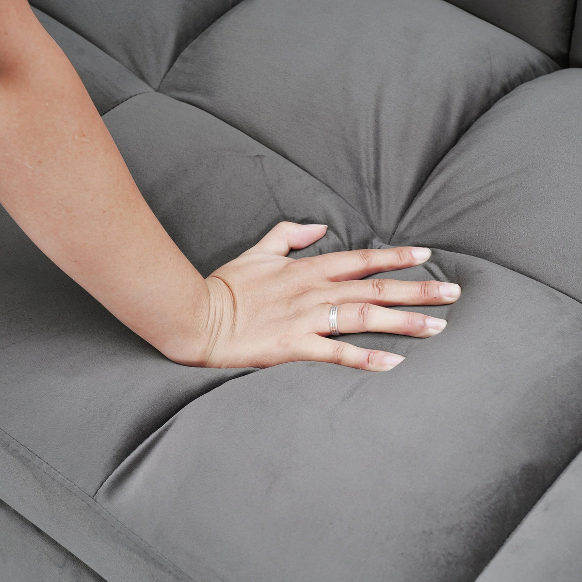 64.96 Samt 3-in-1-Schlafsofa mit verstellbarer Rückenlehne, Aufbewahrungstasche und 227 kg Tragkraft