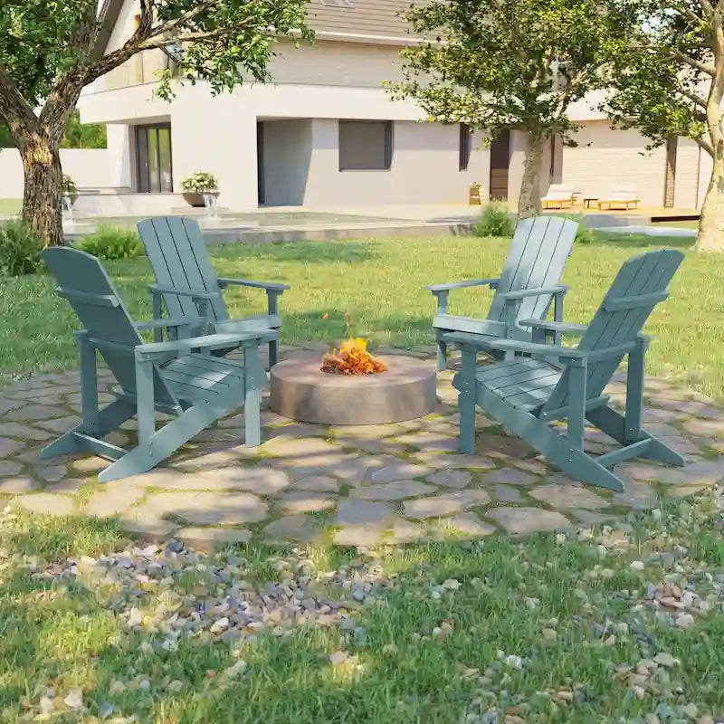 Bonosuki Wetterfeste Outdoor-Adirondack-Stühle aus Holz – 4er-Set
