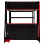 Luxystar Gaming-Hochbett mit Schreibtisch, Ablageregalen und Beleuchtung