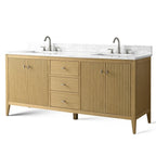 Vanity Art 72 Zoll Badezimmer-Waschtischunterschrank mit Doppelwaschbecken und Kunstmarmorplatte