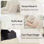 Beige Kordsamtsofa 87 mit 2 Kissen, Segelboot-förmiges tiefes Sofa für Wohnzimmer, kleine Räume, Büro, Apartment – Morden Fort