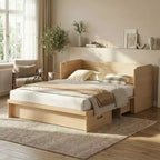 Mjkone Queen Size Wandelbares Murphy-Schrankbett mit USB-Ladefunktion, Schubladen, keine Matratze enthalten