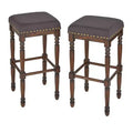Lifestorey Set of 2 Grafton 30" Bar Height Barstool Charcoal Gray: Rustic-Brown Finish, Nailhead Trim