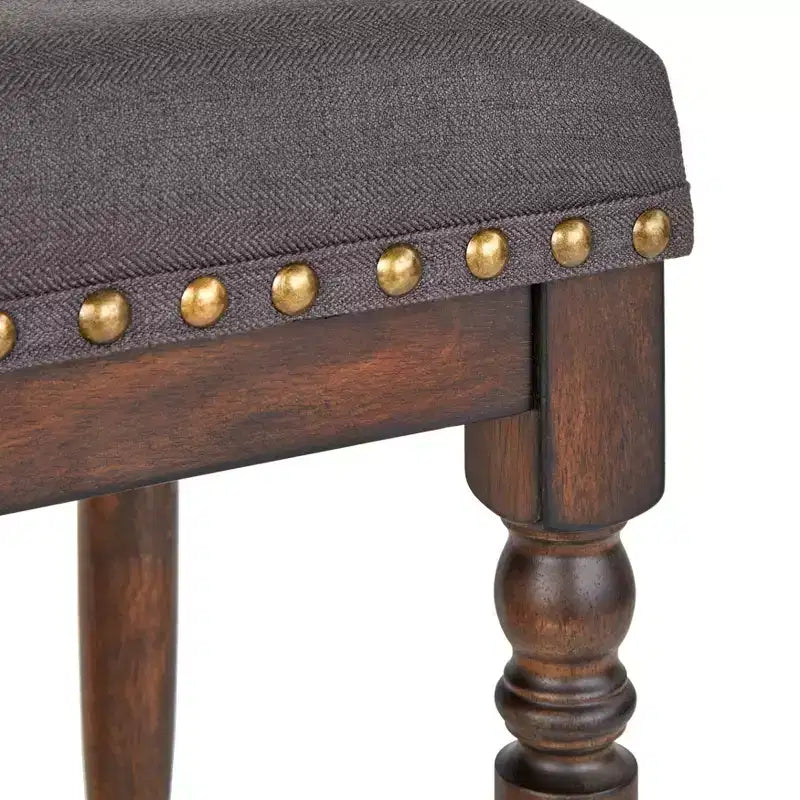 Lifestorey 2er-Set Grafton Barhocker 76 cm Kohlegrau: Rustikalbraunes Finish, Nagelbesatz