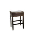Set of 2 Lissette Counter Height Barstools Brown - Christopher Knight Home: Bonded Leather, Bronze Studs, Rubberwood Frame