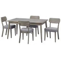 Lifestorey 5pc Carlisle Solid Wood Dining Set Light Gray: Mid-Century Modern, Rubberwood, Polyester Upholstery, Foam Fill