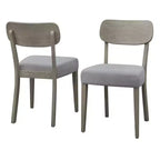 Lifestorey 5-teiliges Carlisle Esszimmer-Set aus Massivholz, Hellgrau: Mid-Century Modern, Kautschukholz, Polyester-Polsterung, Schaumstofffüllung