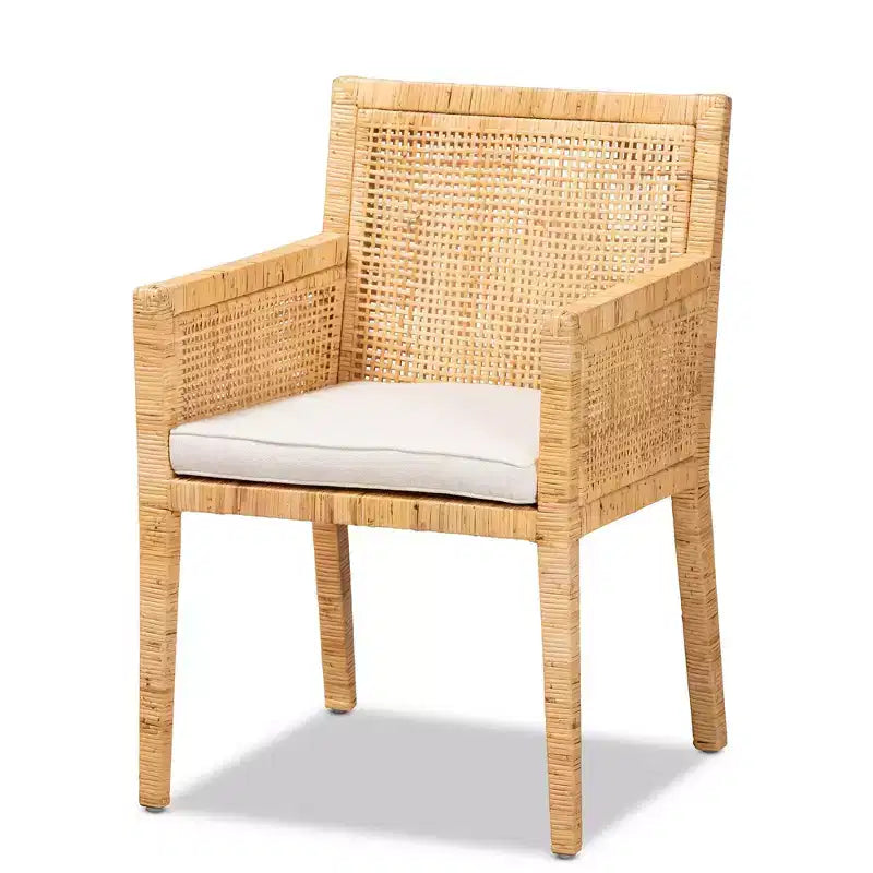 Karis Wood- und Rattan-Sessel Natur/Weiß - bali & pari