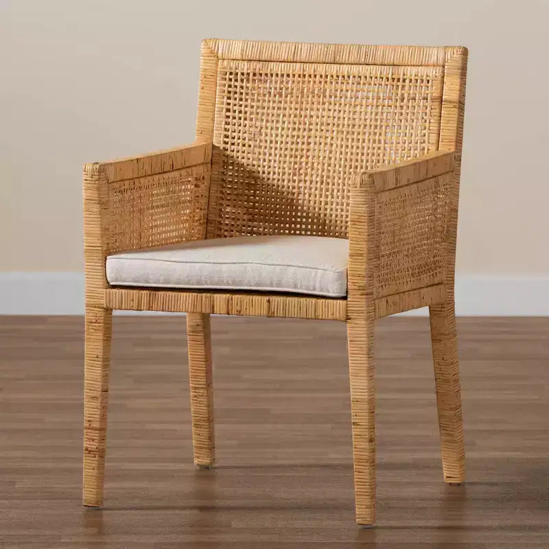 Karis Wood- und Rattan-Sessel Natur/Weiß - bali & pari