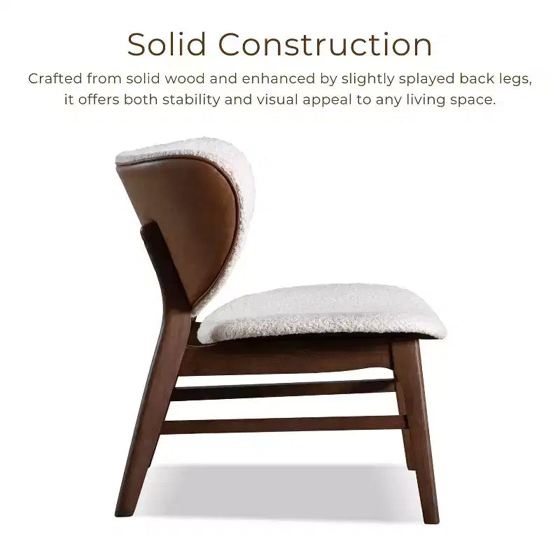 HOMES: Inside + Out River Run Mid-Century Modern Wingback Bouclé Akzentstuhl Walnuss