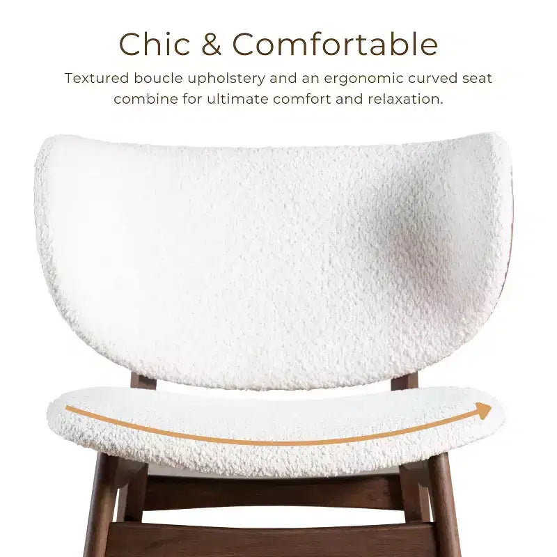 HOMES: Inside + Out River Run Mid-Century Modern Wingback Bouclé Akzentstuhl Walnuss