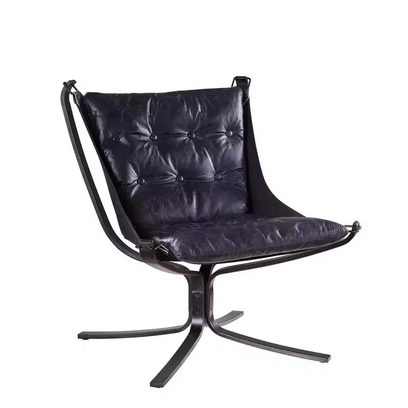 30" Carney Grain Leather Accent Chair Vintage Blue - Acme Furniture: Metal Frame, No Assembly, 60 Day Warranty