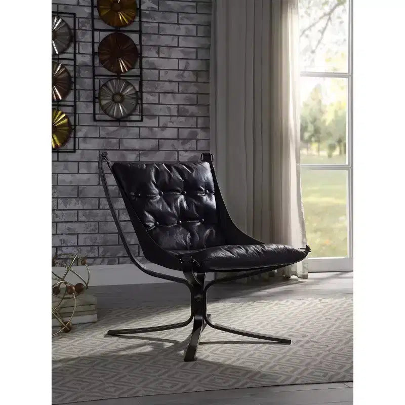 30" Carney Grain Leder Akzentstuhl Vintage Blau - Acme Furniture: Metallrahmen, Keine Montage, 60 Tage Garantie