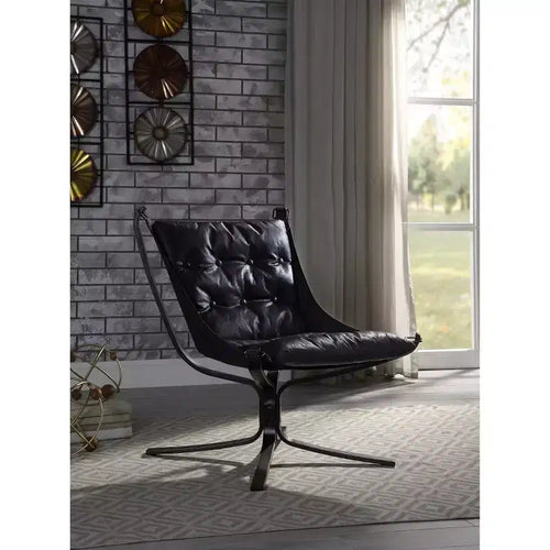 30" Carney Grain Leder Akzentstuhl Vintage Blau - Acme Furniture: Metallrahmen, Keine Montage, 60 Tage Garantie