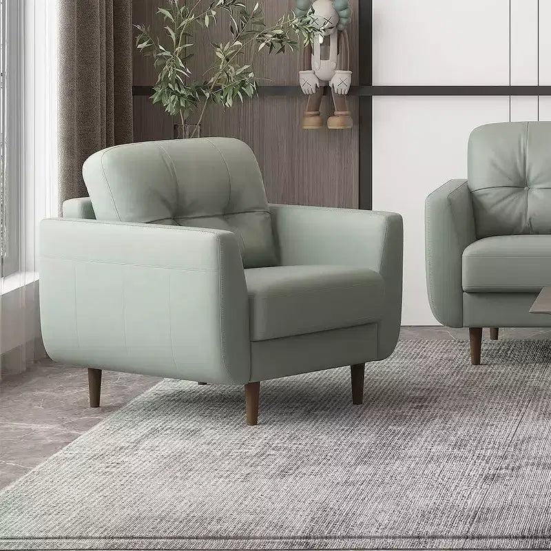35" Radwan Stuhl Pesto Grünes Leder - Acme Furniture: Geknöpft, Holzbeine, keine Montage erforderlich