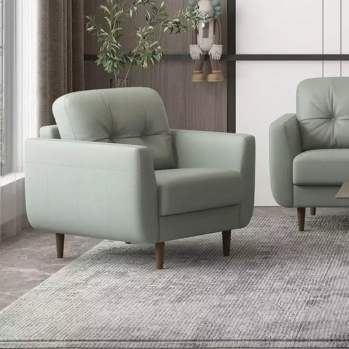 35" Radwan Stuhl Pesto Grünes Leder - Acme Furniture: Geknöpft, Holzbeine, keine Montage erforderlich