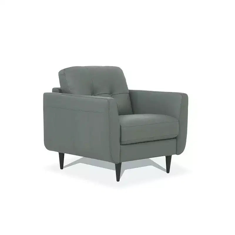 35" Radwan Stuhl Pesto Grünes Leder - Acme Furniture: Geknöpft, Holzbeine, keine Montage erforderlich