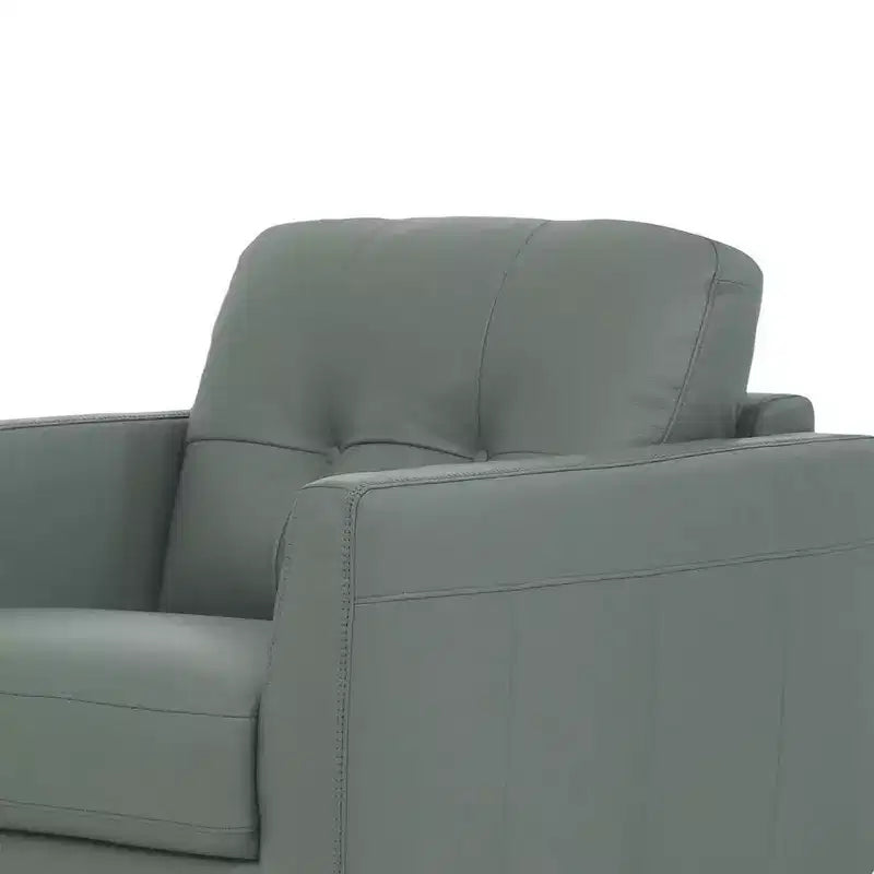 35" Radwan Stuhl Pesto Grünes Leder - Acme Furniture: Geknöpft, Holzbeine, keine Montage erforderlich