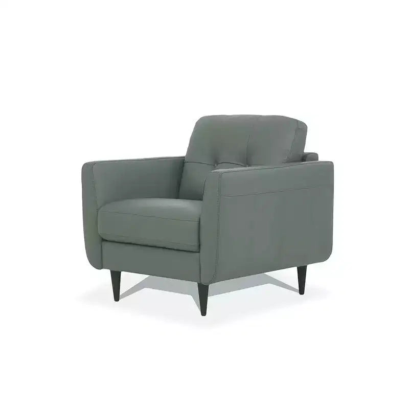 35" Radwan Stuhl Pesto Grünes Leder - Acme Furniture: Geknöpft, Holzbeine, keine Montage erforderlich