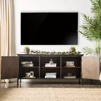 24/7 Shop At Home Kelson TV-Schrank mit mehreren Ablagen für Fernseher bis 65 Zoll: Metallbeine, Kabelführung, feste Regalböden